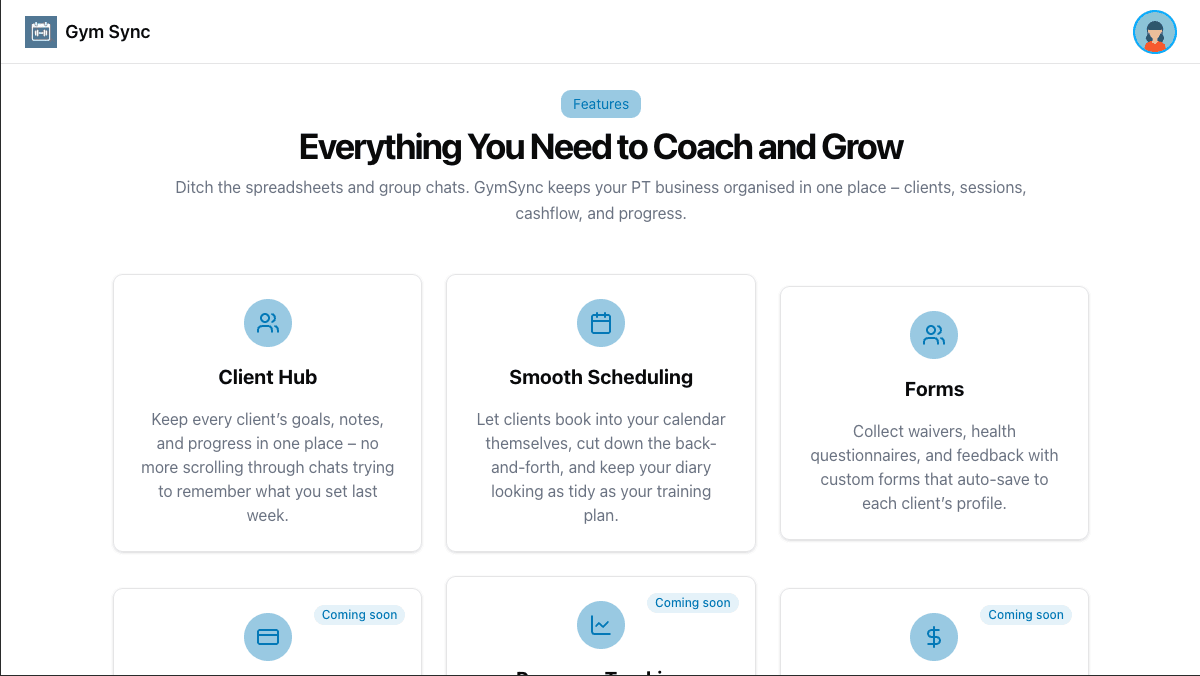 Gymsync.me app interface